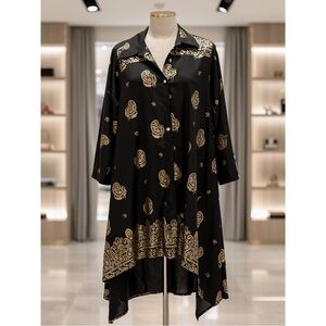 Black and Gold Paisley Shirt Dress